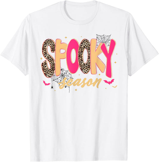 Halloween Retro Leopard Fall Spooky Season Girly Girl Women T-Shirt