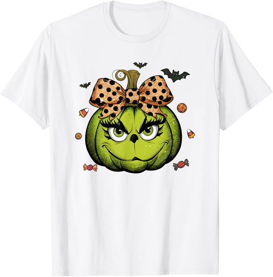 Grinc Pumpkin Coquette Pumpkin Halloween Spooky Season T-Shirt