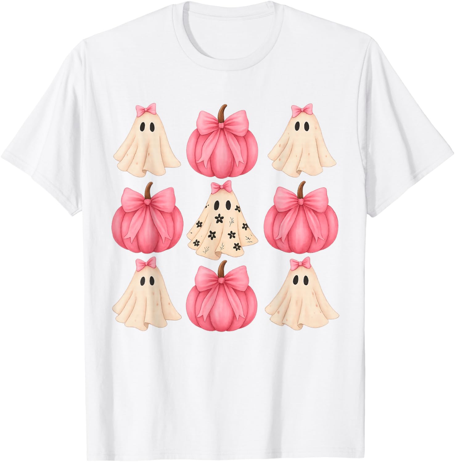 Halloween Coquette Bow Pumpkin Ghost Spooky Boo Women Girl T-Shirt