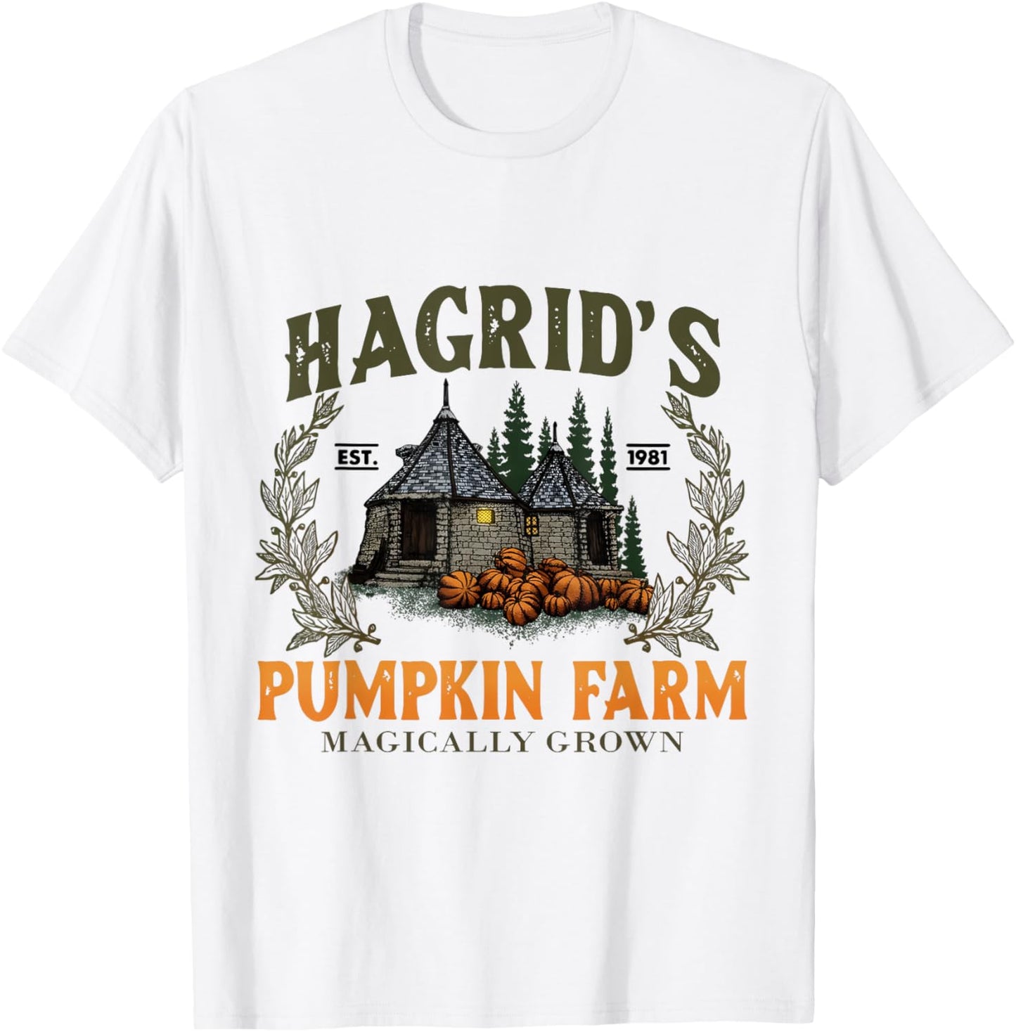 Hagrids Pumpkins Farm Grown Halloween Witch Spooky Season T-Shirt