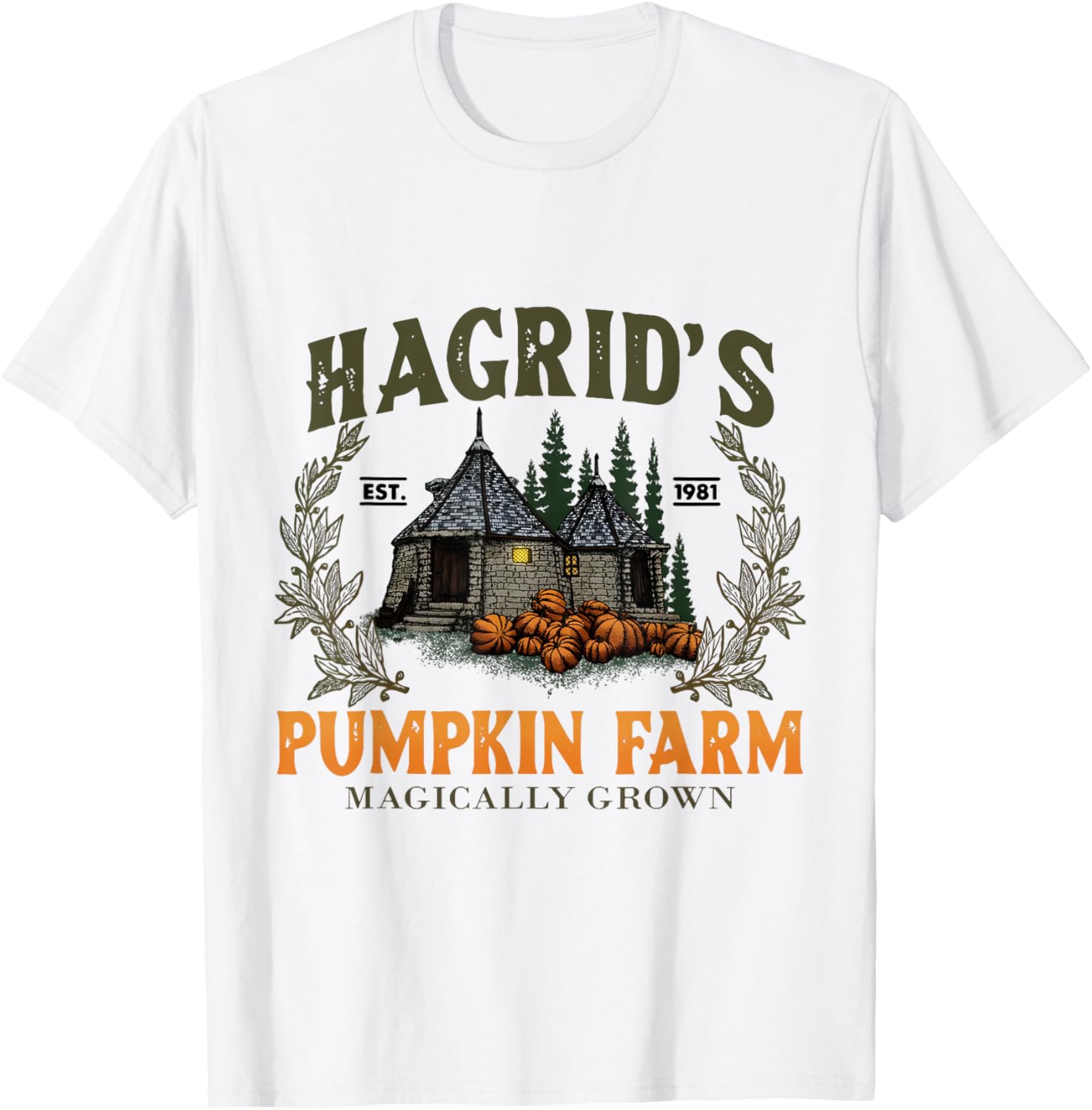 Hagrids Pumpkins Farm Grown Halloween Witch Spooky Season T-Shirt