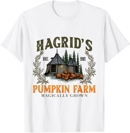 Hagrids Pumpkins Farm Grown Halloween Witch Spooky Season T-Shirt
