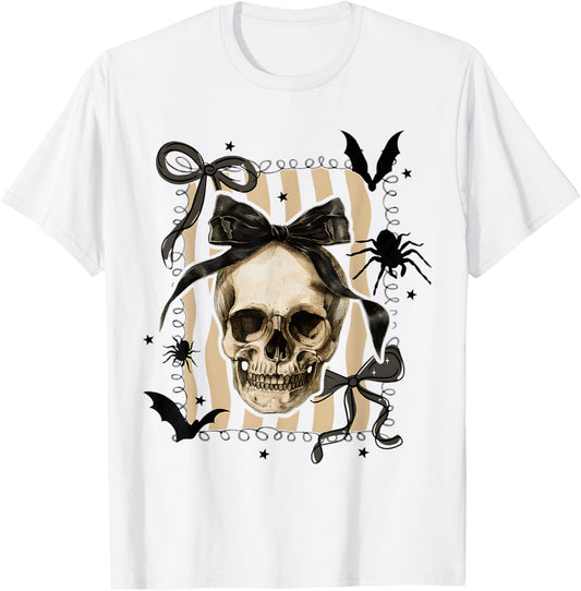 Halloween Coquette Bow Skull Preppy, Funny Spooky Season T-Shirt