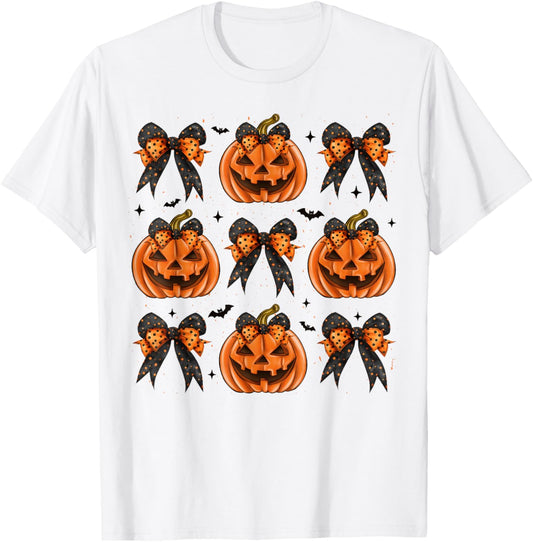 Halloween Coquette Bow Pumpkin Spooky Women Girl Costume T-Shirt