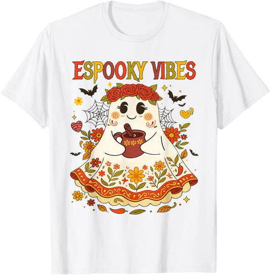 Halloween Spooky Season Spanish Latina Boo Espooky Vibes T-Shirt