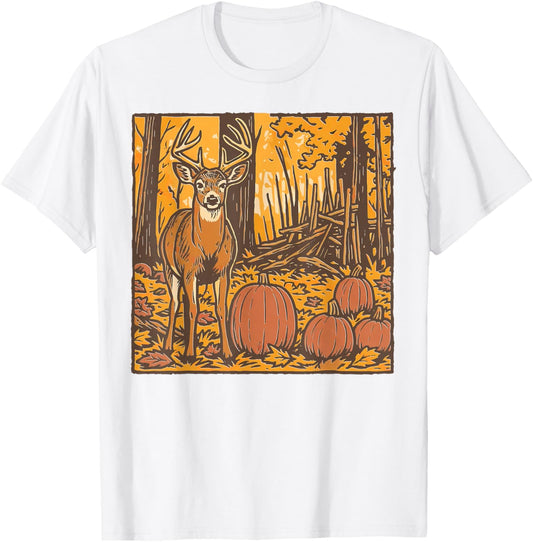 Halloween Deer Pumpkin Spooky Forest Buck Hunting Season T-Shirt