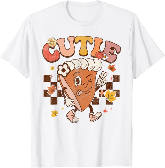 Groovy Retro Pumpkin Pie Cutie Thanksgiving Pie Dinner T-Shirt