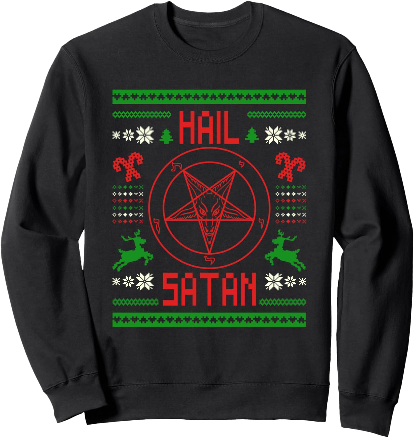 Hail Satan Pentagram Satanic Ugly Christmas Wiccan Sweatshirt