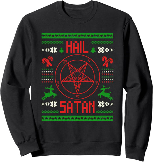 Hail Satan Pentagram Satanic Ugly Christmas Wiccan Sweatshirt