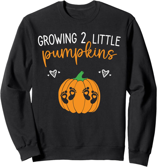 Growing 2 Little Pumpkins, Fall Twin Pregnancy Announcement Sweatshirt