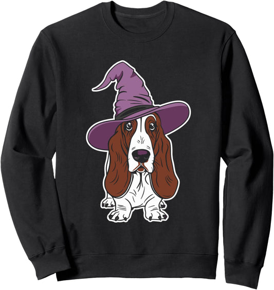 Basset Hound Witch Dog Halloween Sweatshirt