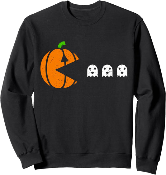 Halloween Gamer Pumpkin Eating Ghost Costume Men Boys Kids Sweatshirt