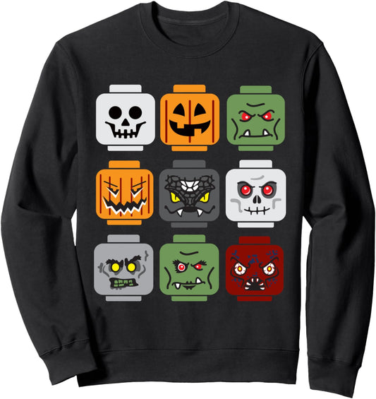 Halloween Building Brick Head Pumpkin Ghost Zombie Friends Sweatshirt