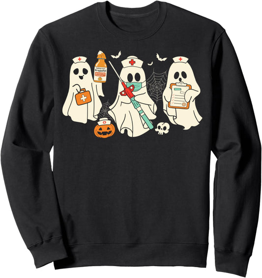 Halloween Nurse Nursing Funny Health Worker RN Ghost Nurse Sweatshirt