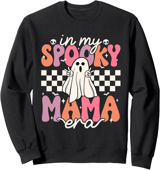 Groovy In My Spooky Mama Era Cute Retro Mom Halloween Ghost Sweatshirt
