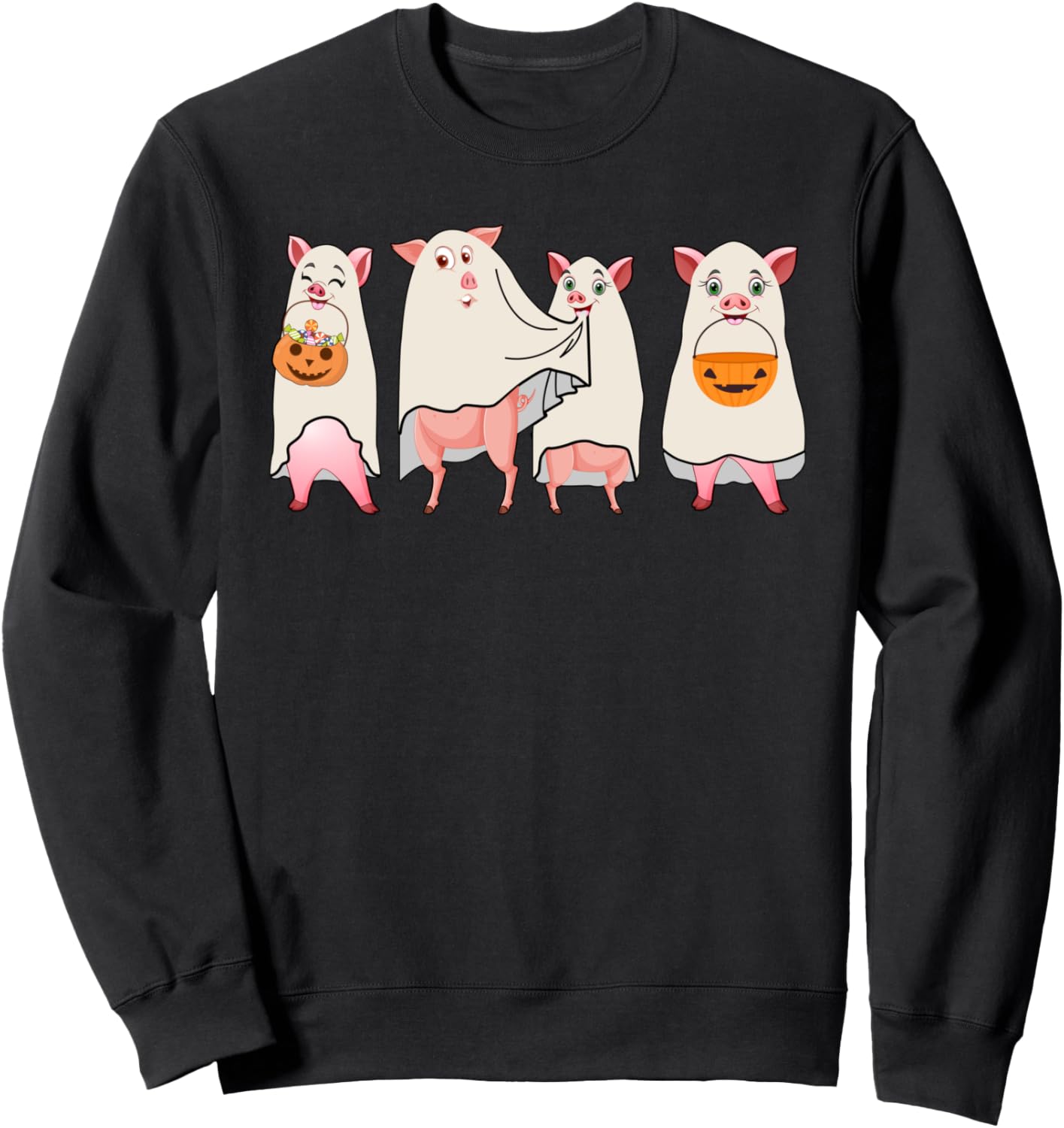Halloween Ghost Pigs Spooky Season Funny Pig Sweatshirt