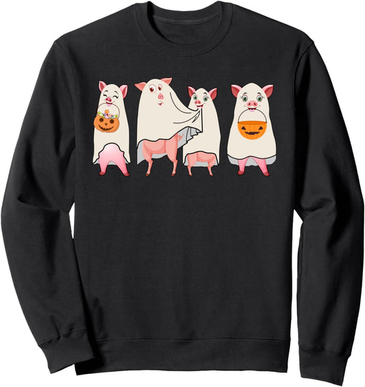 Halloween Ghost Pigs Spooky Season Funny Pig Sweatshirt