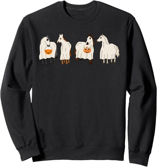 Halloween Ghost Horses Spooky Season Funny Horse Sweatshirt