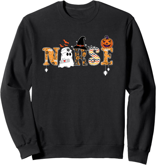 Halloween Nurse Nursing Cute Health Worker Halloween Pattern Sweatshirt