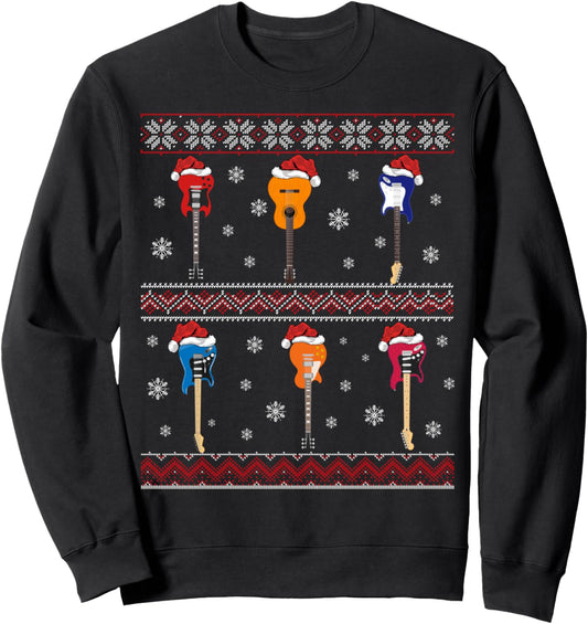 Guitar Music Lover Xmas Gift Ugly Bass Guitar Christmas Sweatshirt