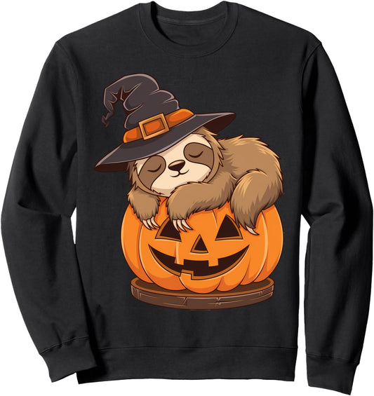 Halloween Sloth on a Pumpkin Sweatshirt