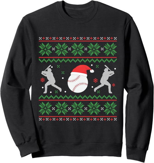 Baseball Ugly Christmas Sweater Funny Xmas Baseball Sweatshirt