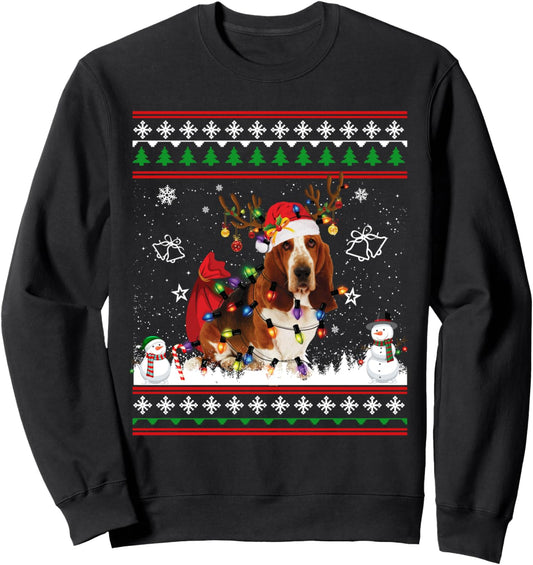 Basset Hound Christmas Ugly Sweater Funny Dog Lover Xmas Sweatshirt