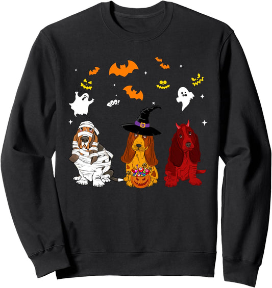 Halloween basset hound Dogs Lovers Mummy Witch Demon Sweatshirt