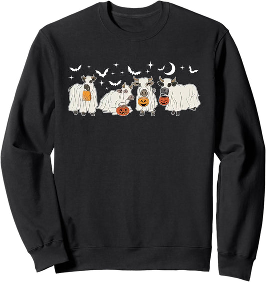 Halloween Ghost Cows Costume Trick Or Treat Spooky Season Sweatshirt