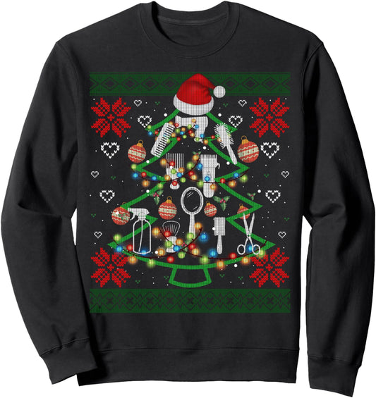 Hairstyle Christmas Tree Shirt Hairstylist Christmas Ugly Sweatshirt