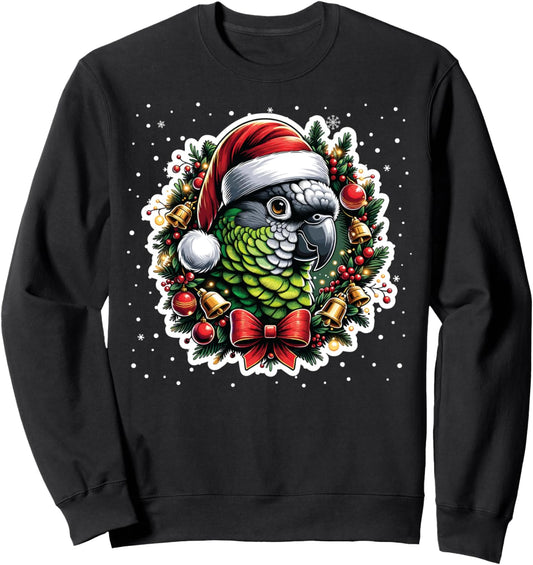 Green Cheek Conure Christmas Wreath, Christmas Green Cheek Sweatshirt