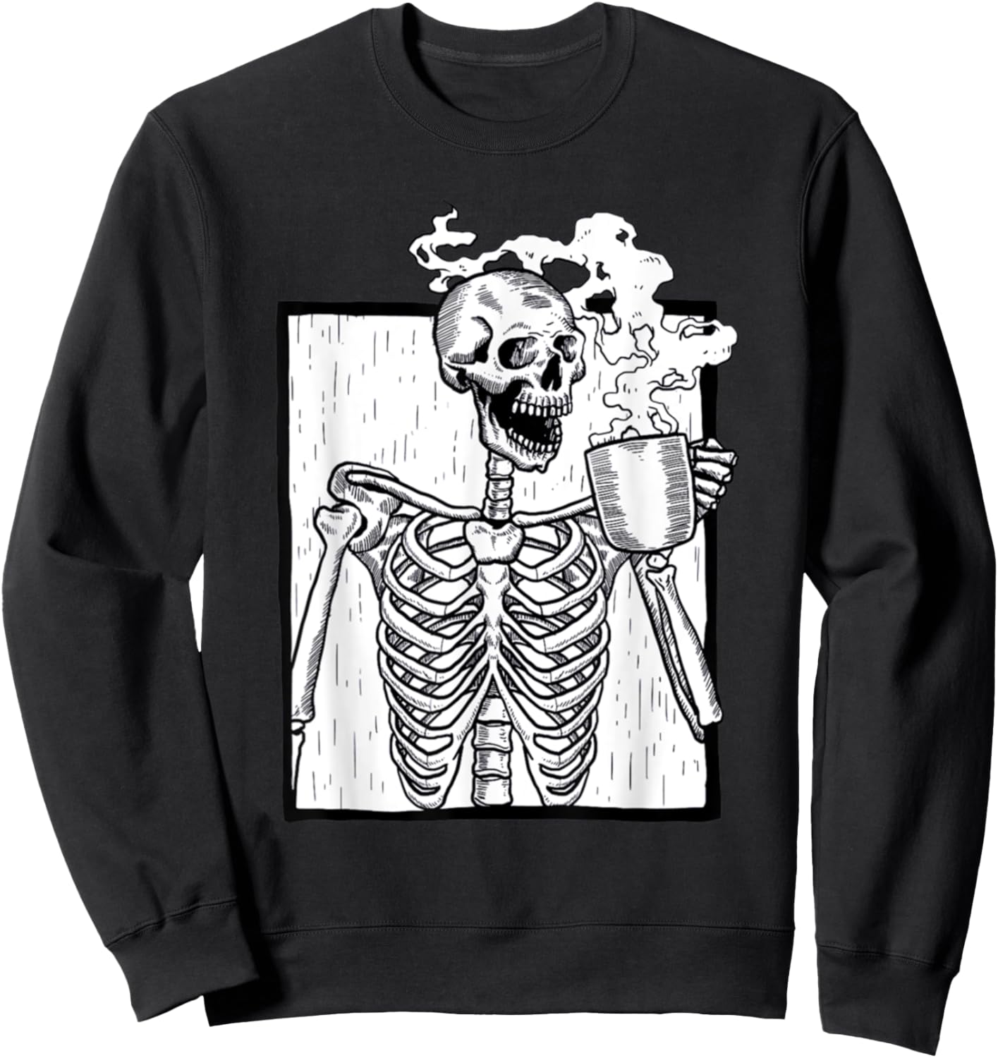 halloween coffee drinking skeleton skull Sweatshirt
