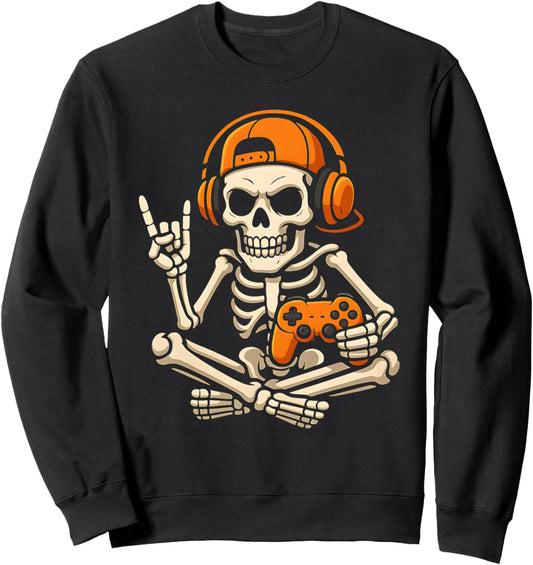 Halloween Skeleton Gamer Video Gaming Teenage Boy Grandson Sweatshirt
