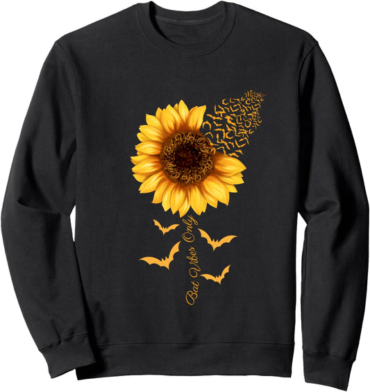 Bat Vibes Only Sunflower Halloween Thanksgiving Sweatshirt