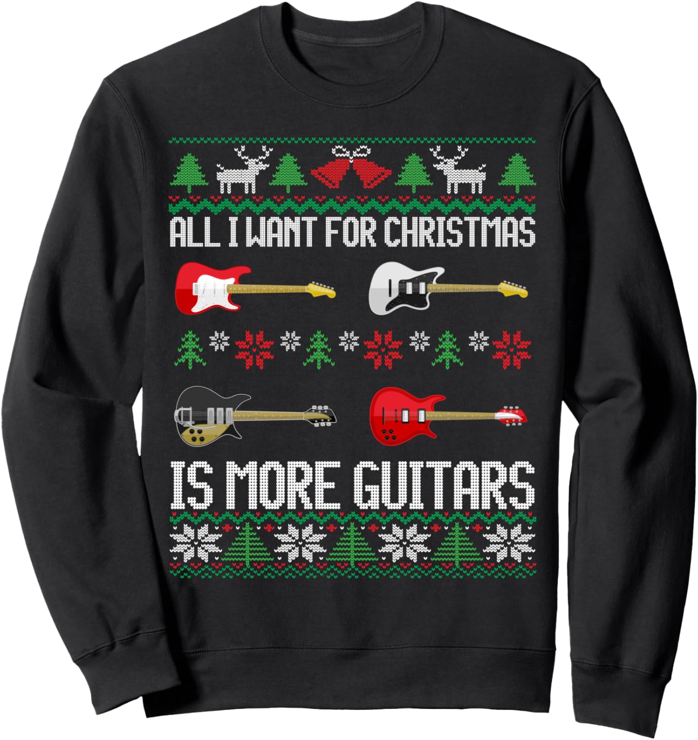 Guitars | Christmas | Guitarist Guitar Ugly Christmas Sweatshirt