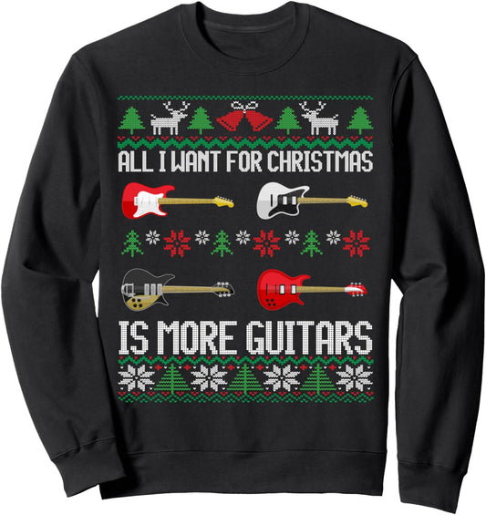 Guitars | Christmas | Guitarist Guitar Ugly Christmas Sweatshirt