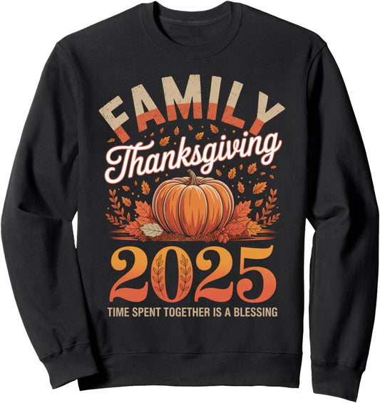 2025 Thanksgiving Matching Family Shirts Pumpkin Blessing Sweatshirt