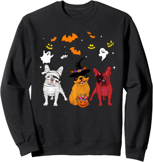 Halloween French Bulldog Dogs Lovers Mummy Witch Demon Sweatshirt
