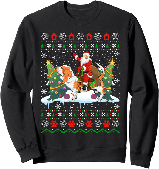 Basset Hound Xmas Gift Santa Riding Basset Hound Christmas Sweatshirt