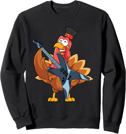 Guitarist Turkey Day Guitar Thanksgiving Funny Turkey Sweatshirt