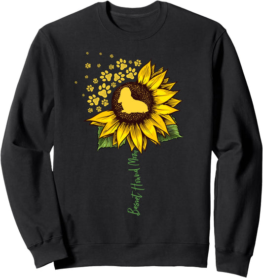 Basset Hound Mom Sunflower Basset Hound Gifts Dog Mom Mama Sweatshirt