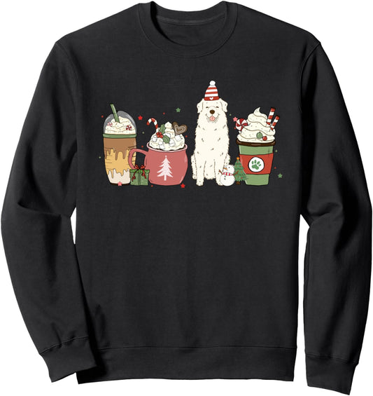 Great Pyrenees Coffee Latte Winter Christmas Dog Mom Holiday Sweatshirt