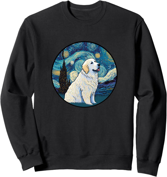 Great Pyrenees Pyr Starry Night Painting Dog Mom Dad Sweatshirt