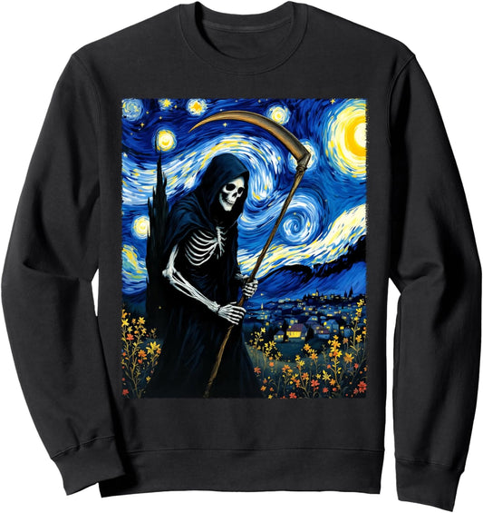 Grim Reaper Halloween Van Gogh Spooky Party Costume Sweatshirt