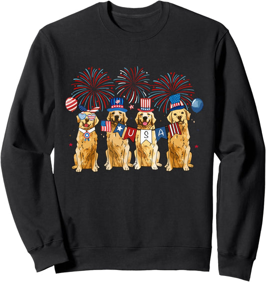 American Flag Golden Retriever 4th Of July Golden Dog Mom Sweatshirt