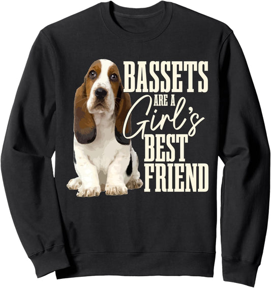 Bassets Are A Girls Best Friend Funny Dog Basset Hound Mom Sweatshirt