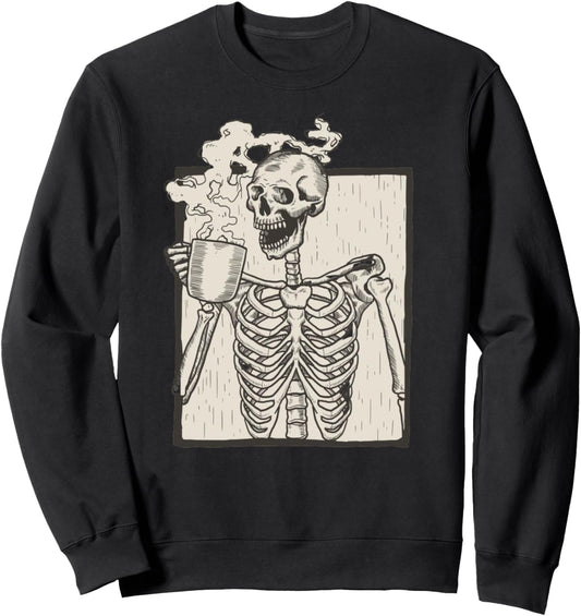 HALLOWEEN SKULL GRAPHIC PRINT FLEECE OVERSIZED Sweatshirt