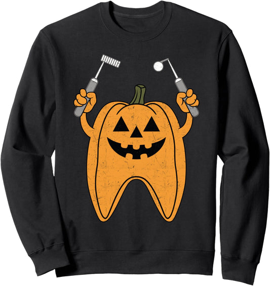 Halloween Dentist Tooth Pumpkin Dental Costume Men Women Kid Sweatshirt
