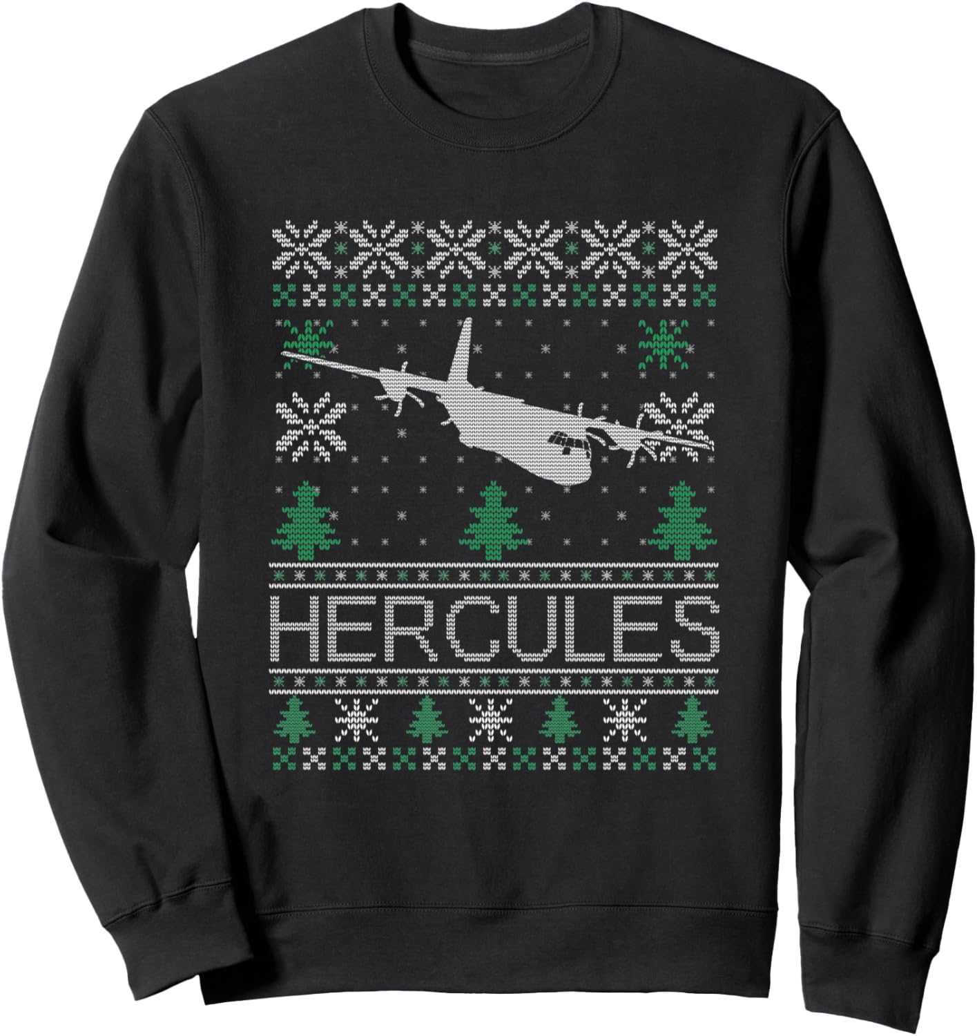 Another Missed Christmas Unisex Adult C-130J Ugly Christmas Sweatshirt - Black, Small