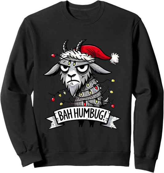Bah Humbug Christmas Grumpy Goat Funny Holiday Sweatshirt